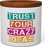 Wuw Trust Your Crazy Ideas Ahşap Kapaklı Seramik Kalemlik