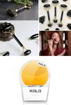 Xolo Şarj Edilebilir Sarı Yüz Temizleme Cihazı + Jade Roller Siyah 2'Li Yeşim Taşı Masaj Aleti