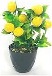 Yapay Çiçek Limon Ağacı Siyah Saksıda Ve Dekoratif Çakıl Taşlı