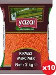 Yazar Kırmızı Mercimek 2 Kg. X 10 Paket