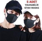 Yıkanabilir Nano Bez Maske 5 Adet - Siyah