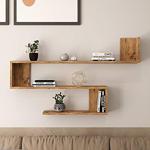 Yurudesign Shelf R10 Modern Duvar Rafı Kitaplık Atlantik Çam