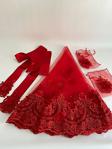Zeymerade Üç Boyutlu 3D Sultan Güpürlü Inci Ve Çiçek Süslemeli Gelin Duvak Kuşak Eldiven Set Kına Gecesi Düğün