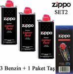 Zippo Çakmak İkmal Seti Bidon Benzin Fitil Taş Set