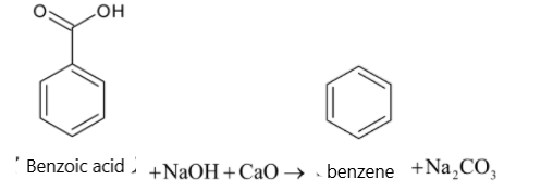 Heating of carboxylic acid with soda lime results in:A. dehydrationB. dehydrogenationC. decarboxylationD. addition of ${{{O}}_2}$