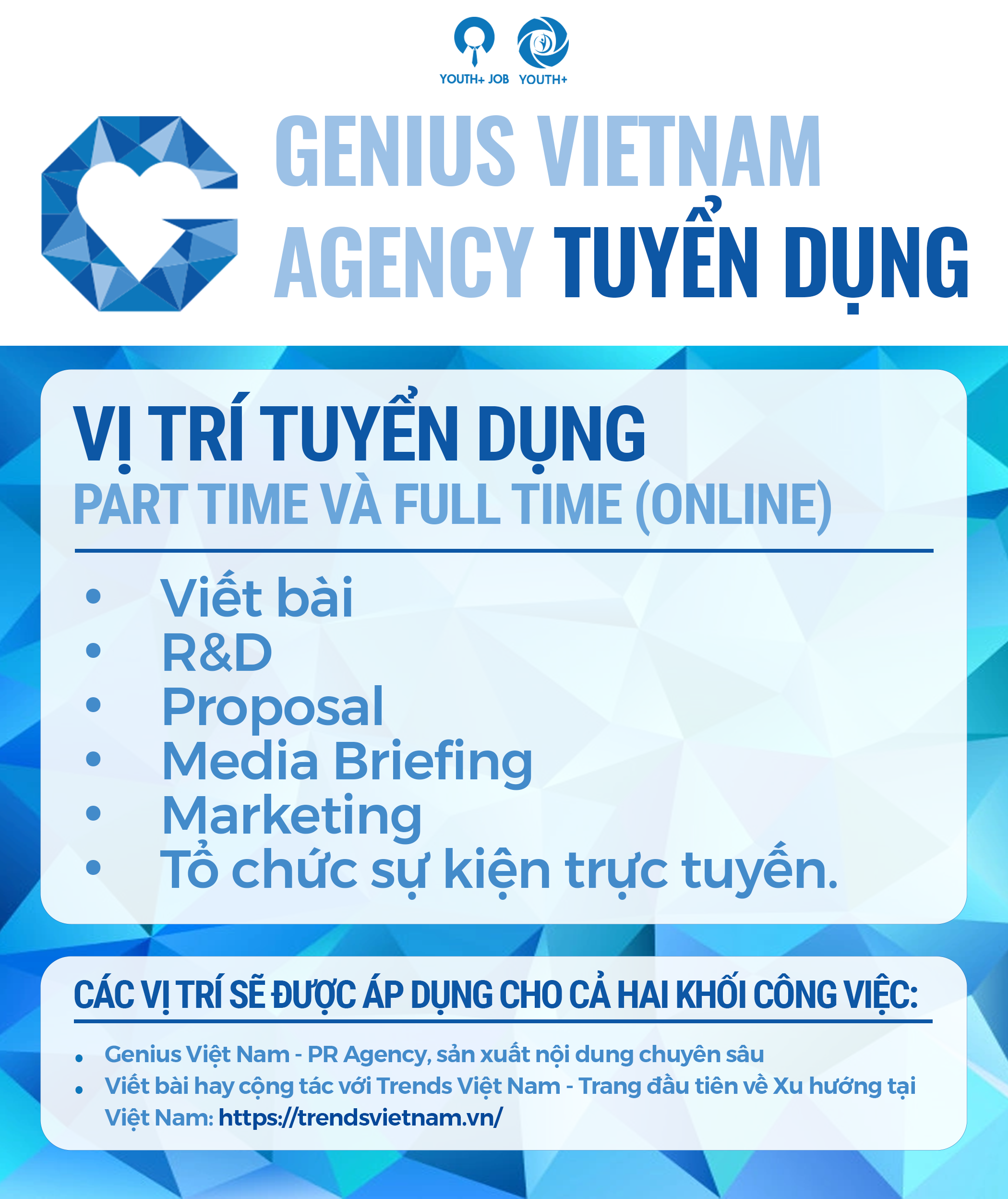 [ONLINE] Genius Vietnam Agency Tuyển Dụng