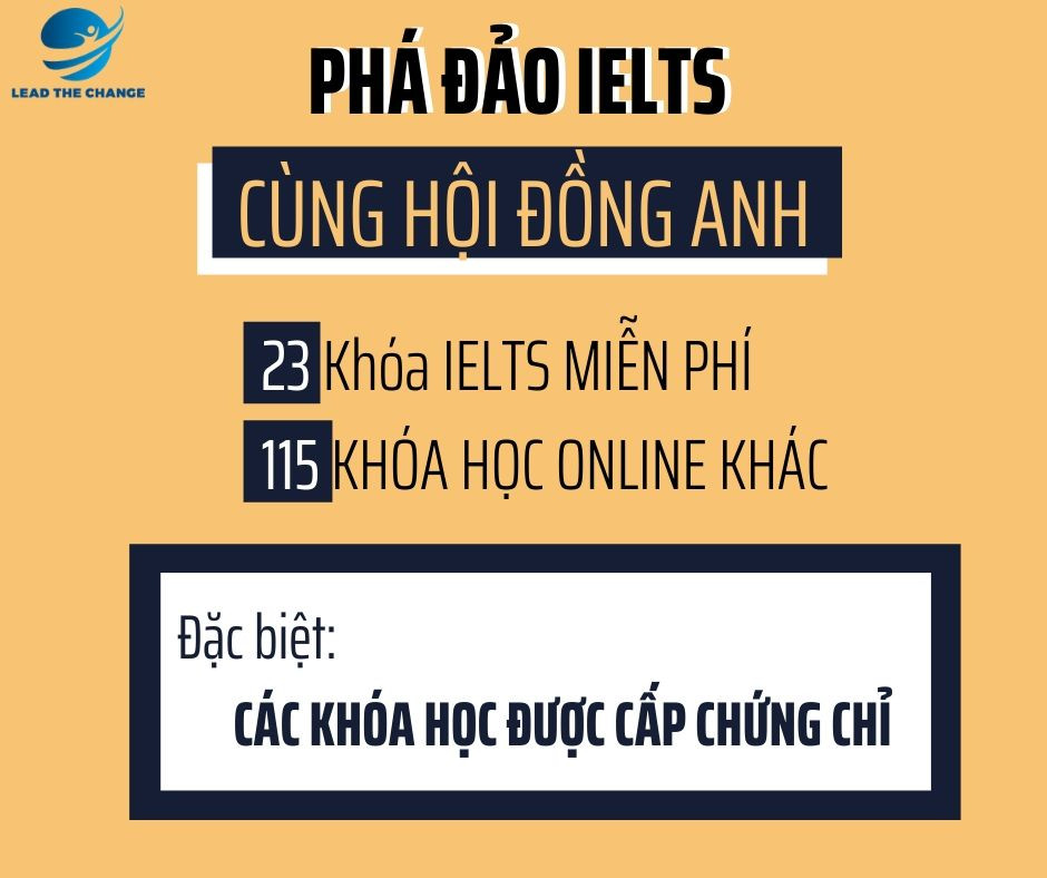 PHÁ ĐẢO IELTS CÙNG HỘI ĐỒNG ANH VỚI 23 KHÓA HỌC MIỄN PHÍ