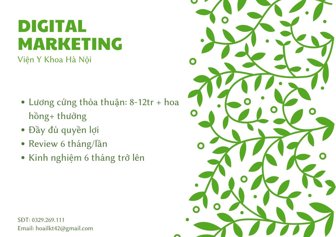 [HN] VIỆN Y ĐA KHOA HÀ NỘI TUYỂN DỤNG DIGITAL MARKETING