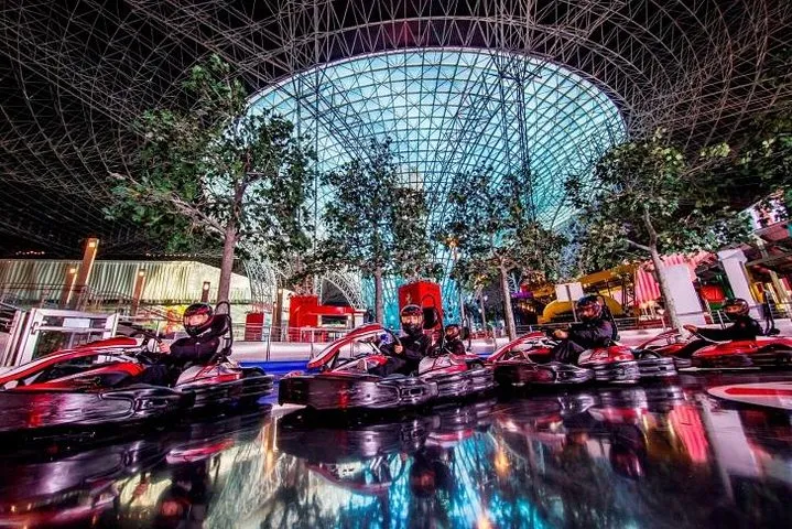 Indoor go-kart racing at Ferrari World Abu Dhabi.