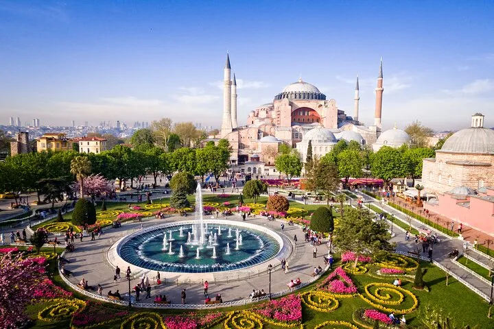 Hagia Sophia, Istanbul, Turkey with garden.