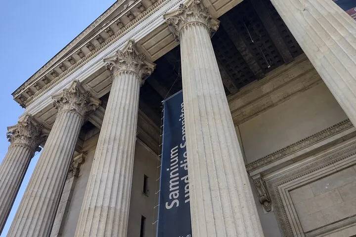 Classical columns of a grand building.