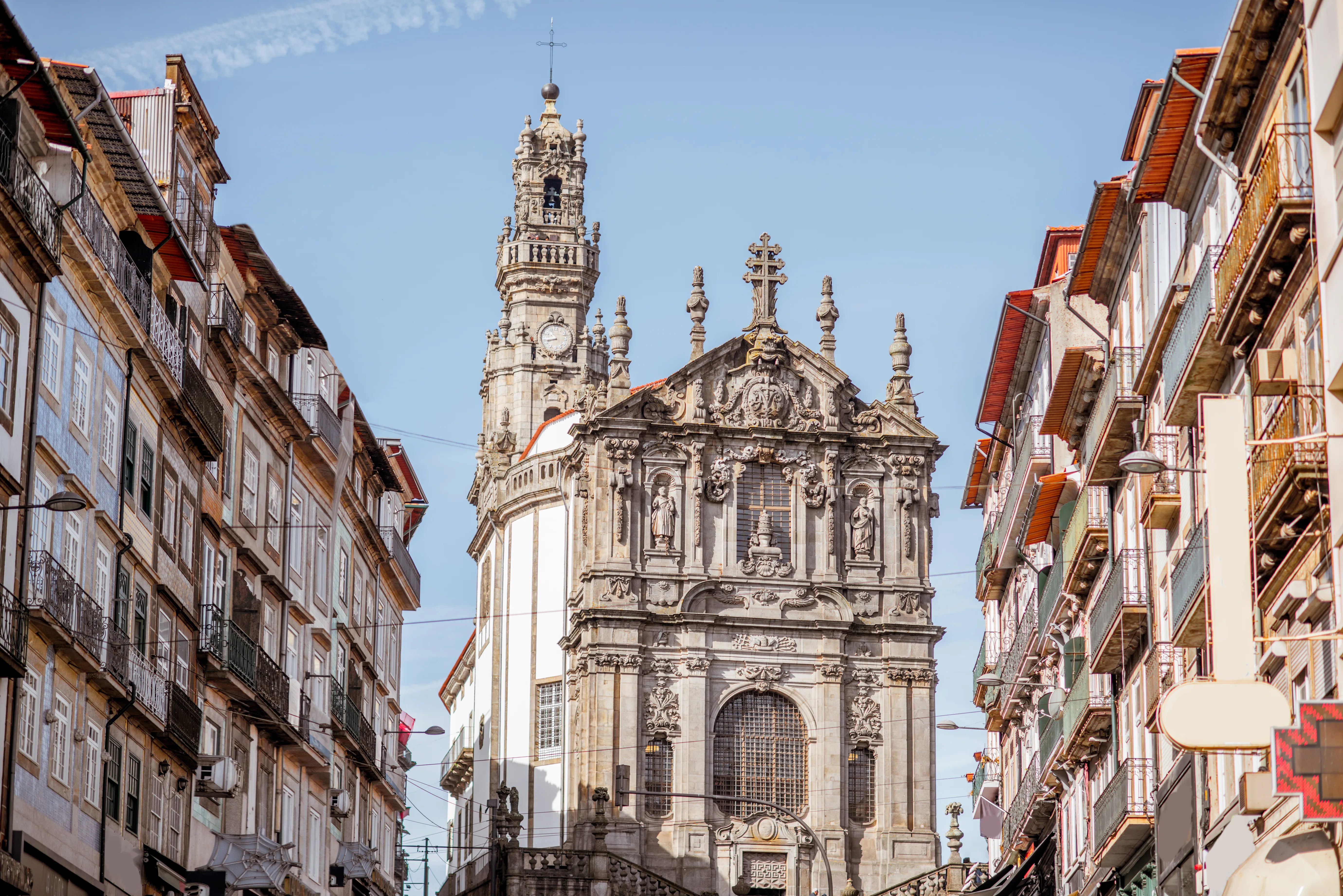 Clérigos Tower Porto, historic baroque church architecture.