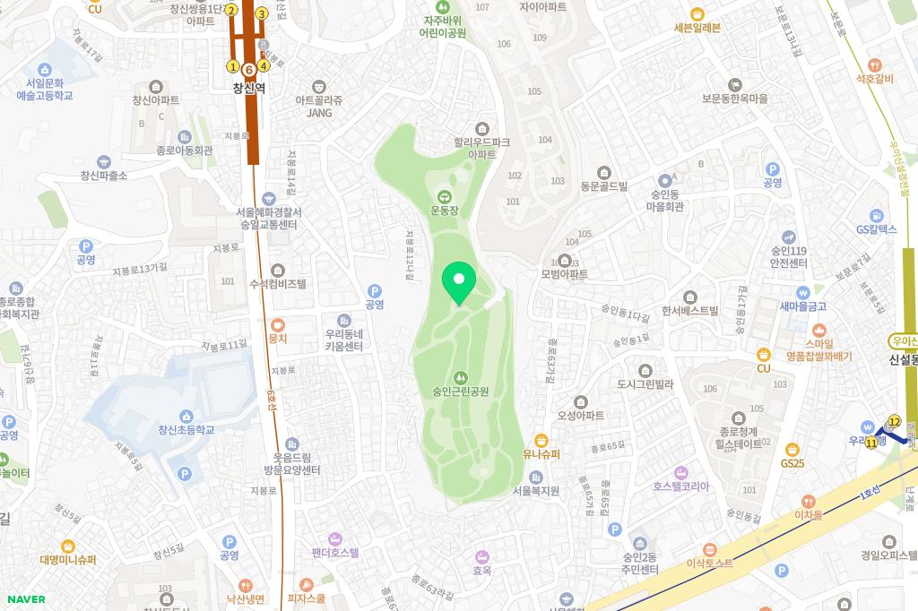 숭인공원 유아숲체험원 지도 이미지