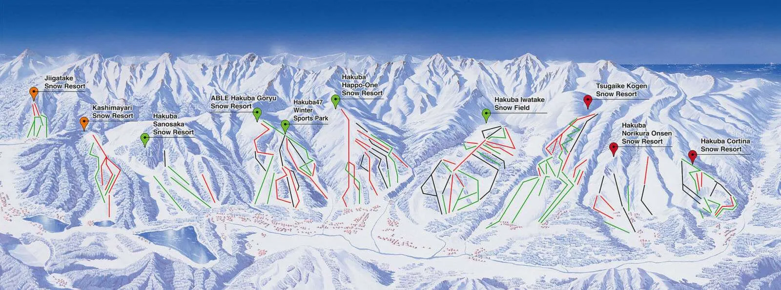 白馬 Valley 雪場分布圖