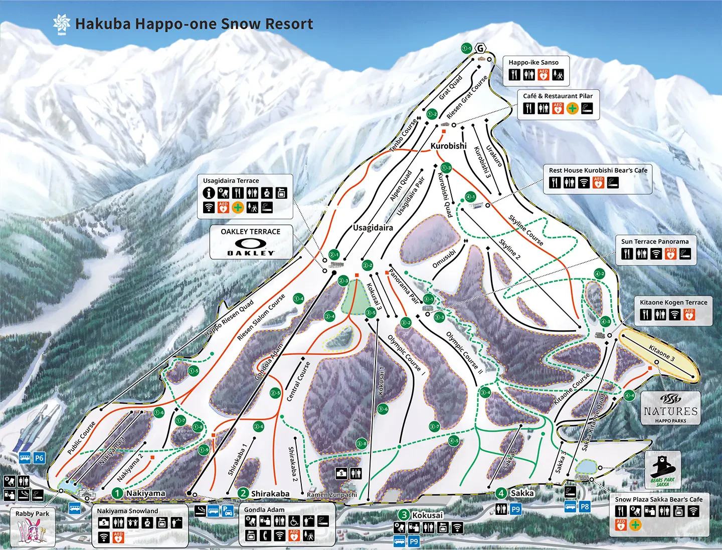 白馬八方尾根 雪道地圖