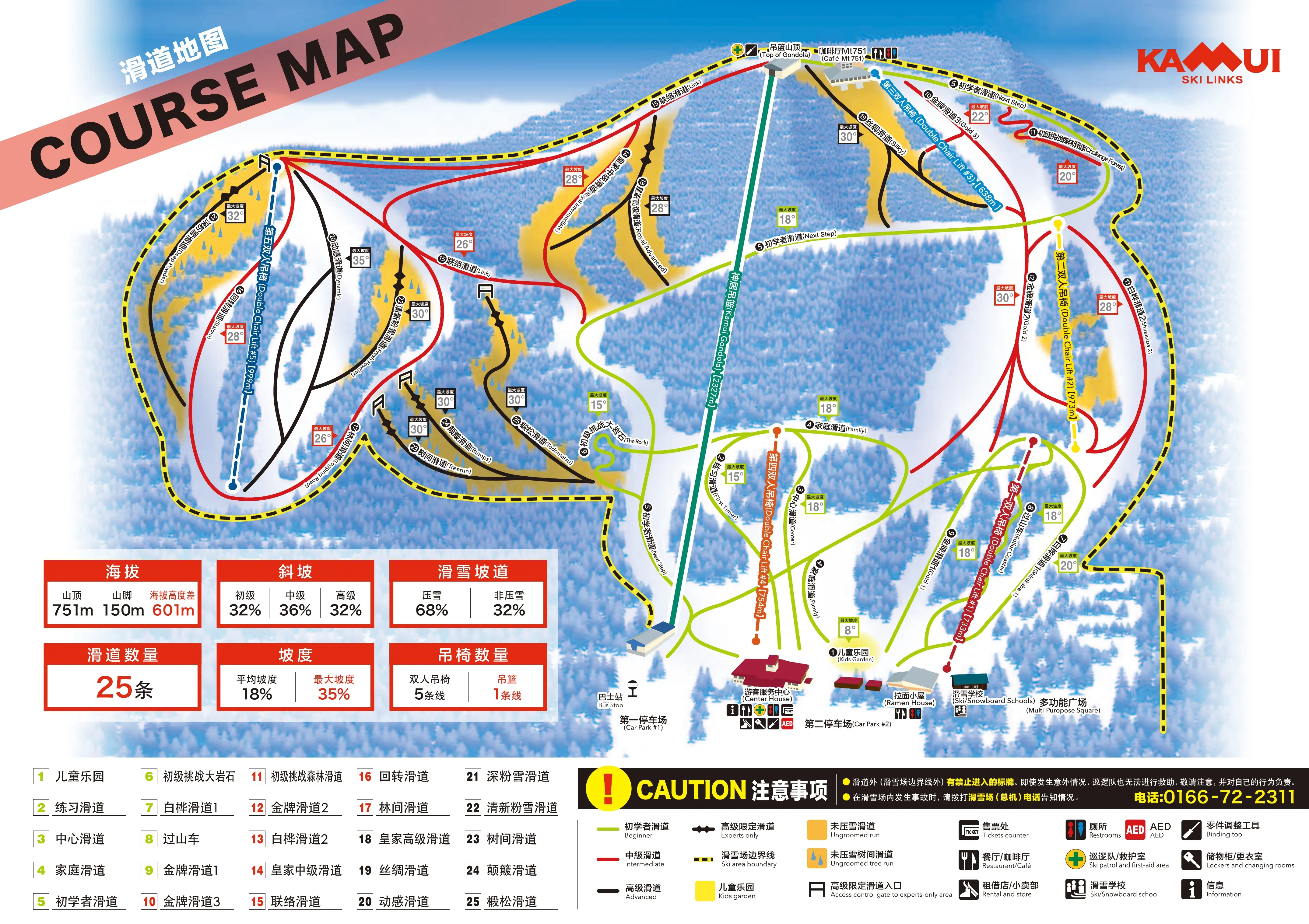 神居滑雪場 雪道地圖