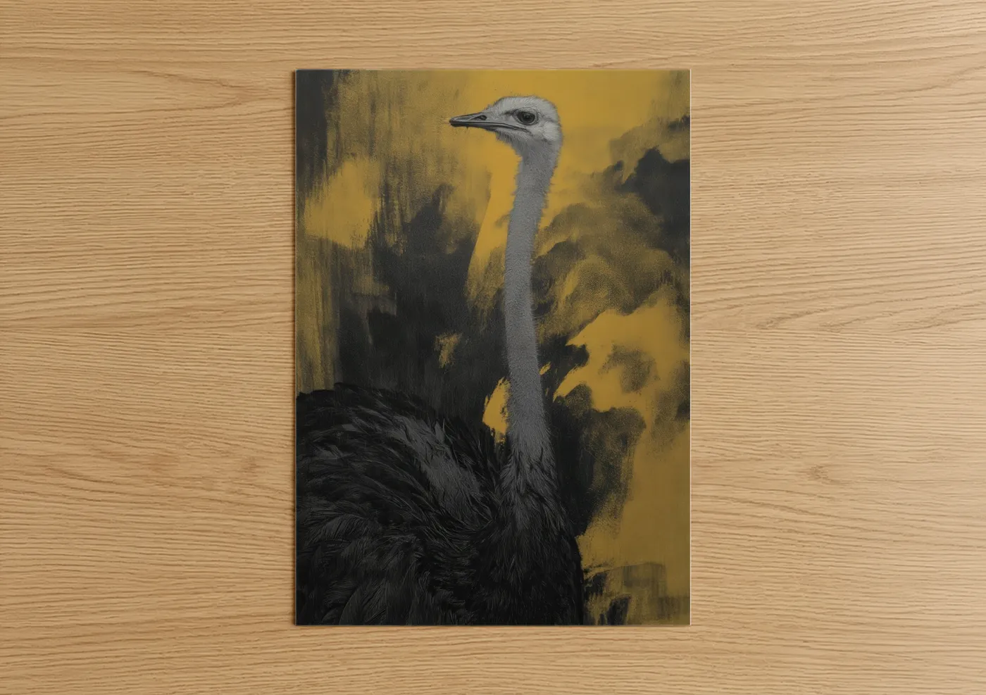 Golden Ostrich Modern Wildlife Wall Art
