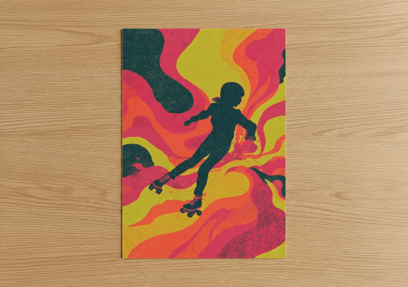 Retro Roller Skater Psychedelic Wall Art