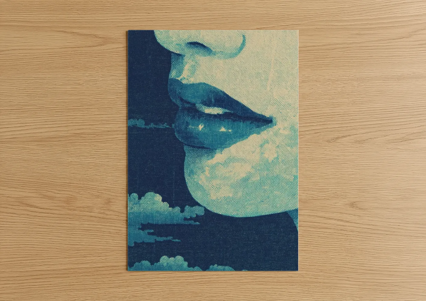 Moonlit Lips Dreamy Night Sky Wall Art