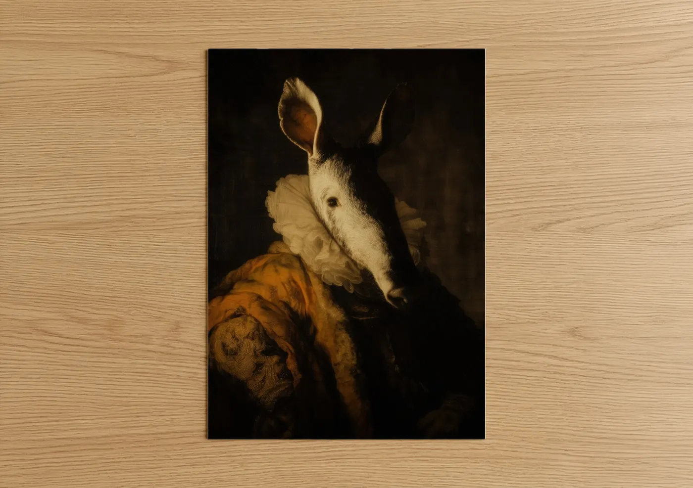Aristocratic Aardvark Portrait Golden Wall Art