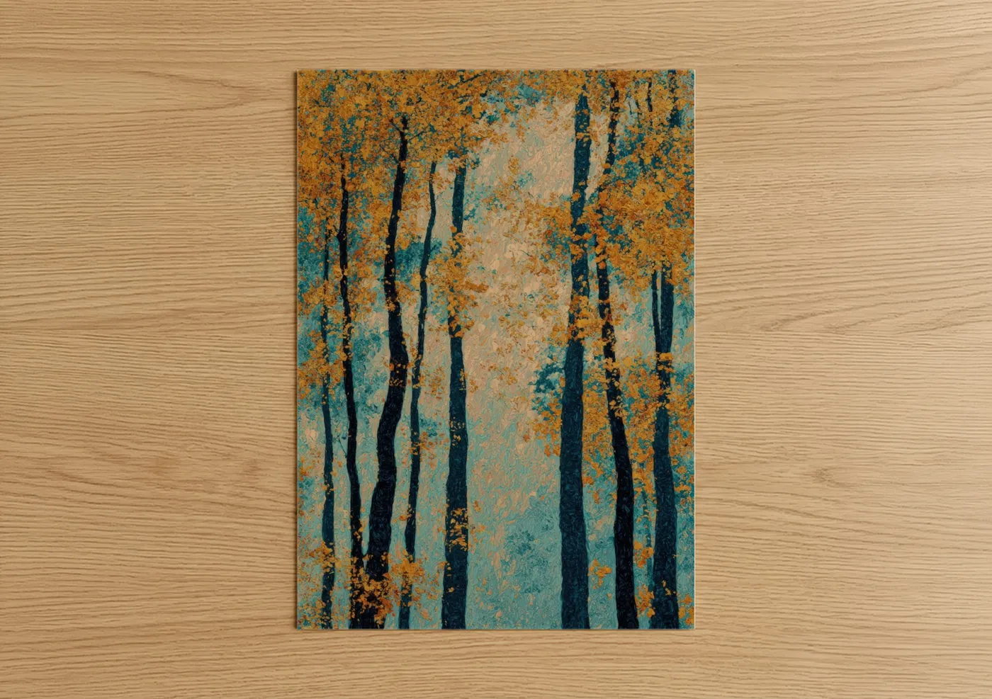 Golden Maple Forest Abstract Wall Art