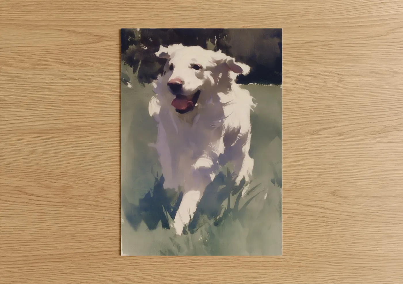 Happy White Retriever Portrait Wall Art