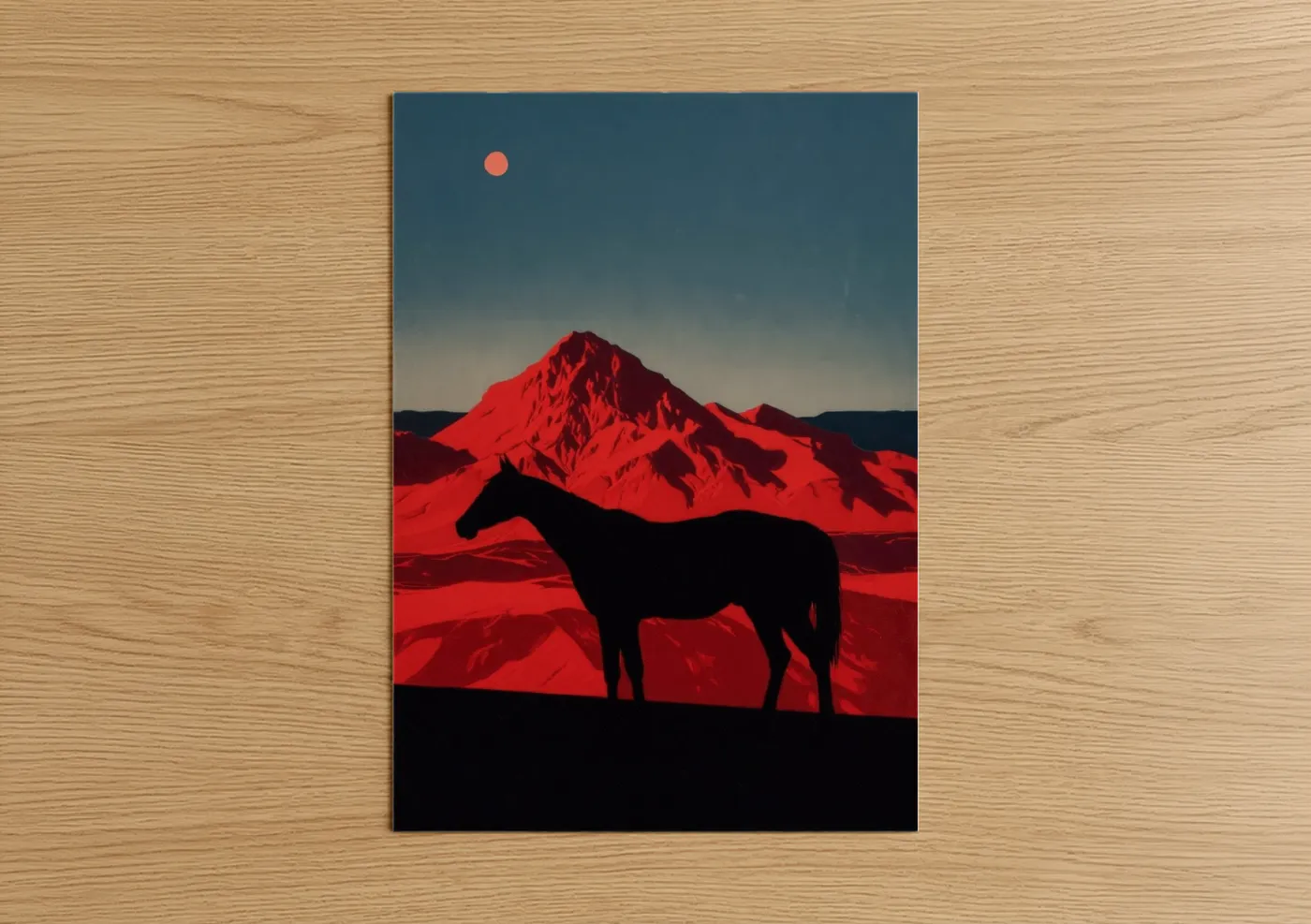 Quarter Horse Crimson Mountain Silhouette Wall Art
