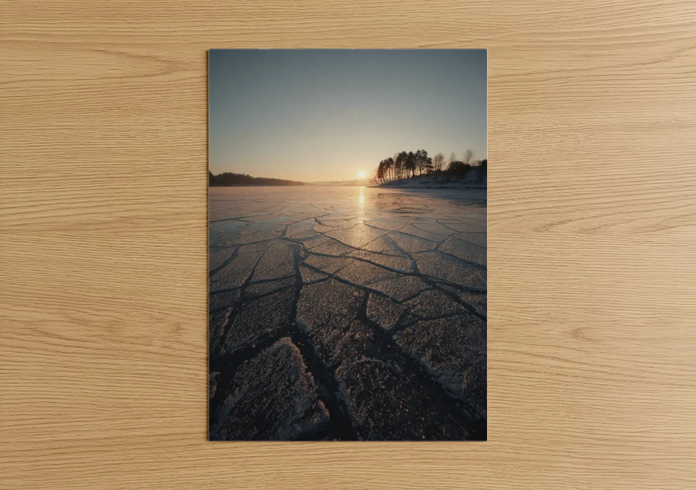 Frozen Lake Sunrise Winter Landscape Wall Art