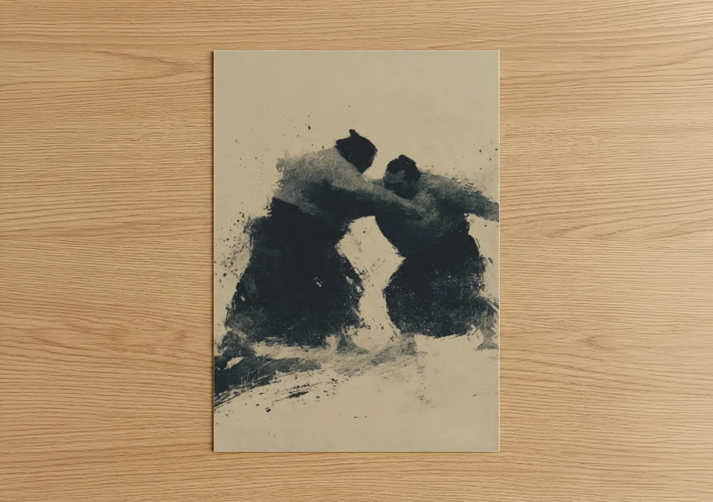Powerful Sumo Wrestlers Clash Wall Art
