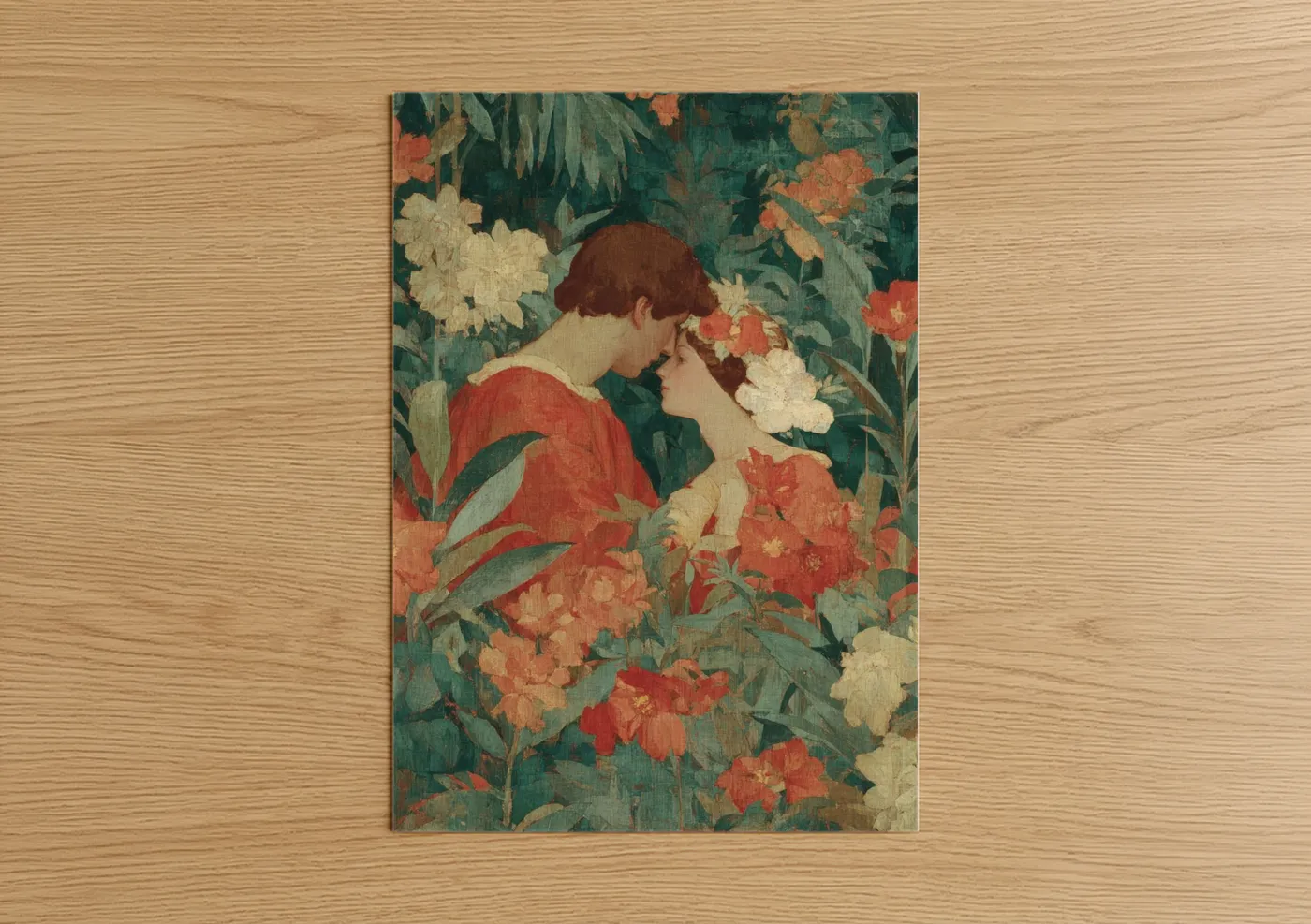 Romantic Couple Garden Flowers Wall Art