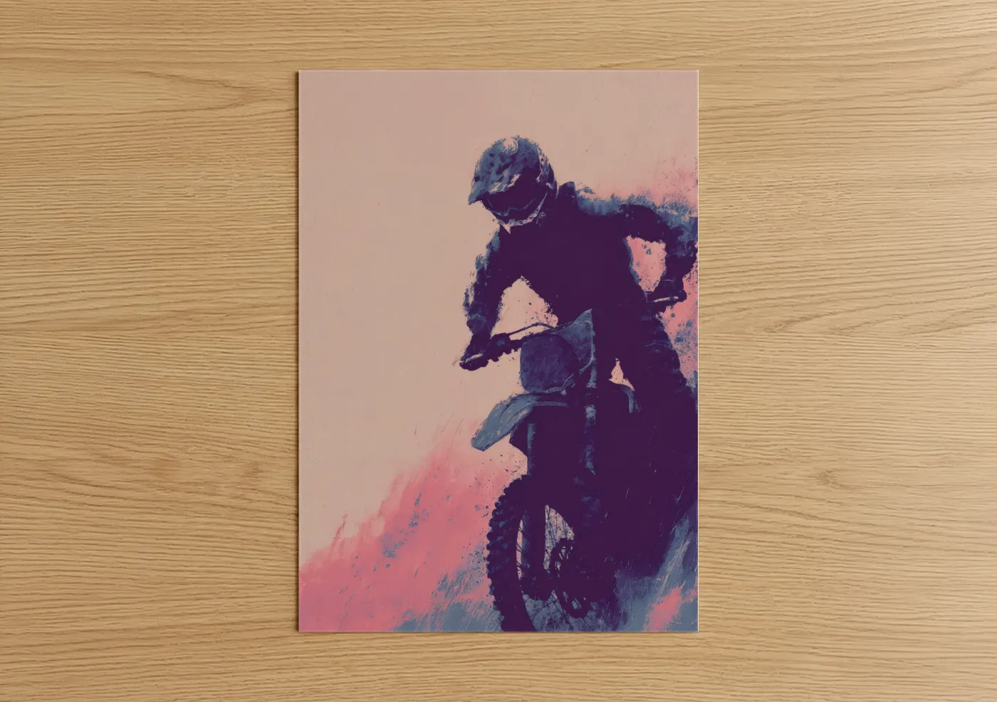 Motocross Rider Dusk Watercolor Wall Art