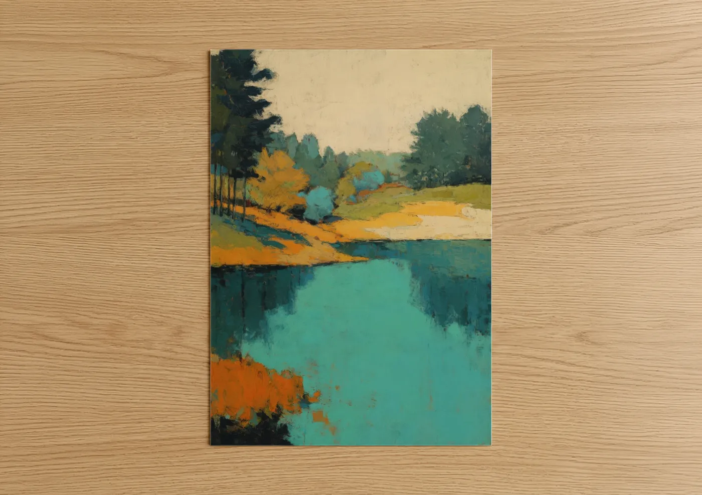 Turquoise Lake Impressionist Landscape Wall Art
