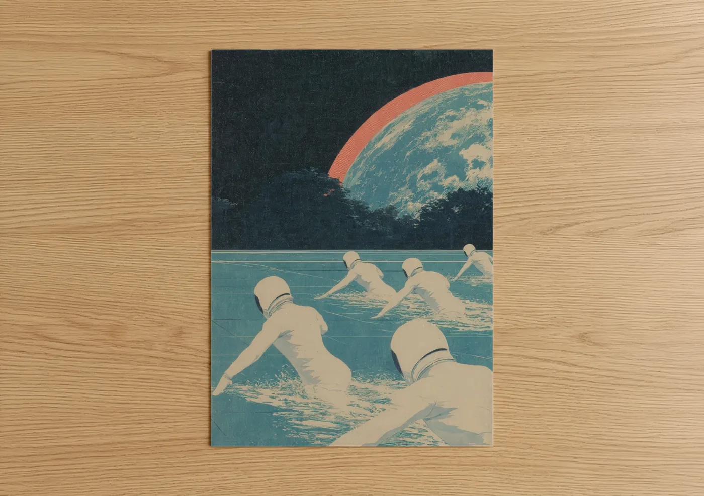 Retro Alien Swimmers Sci-Fi Wall Art