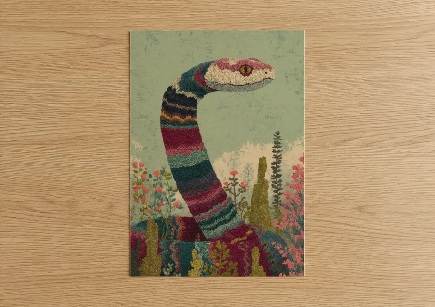 Colorful Striped Rattlesnake Illustration Wall Art