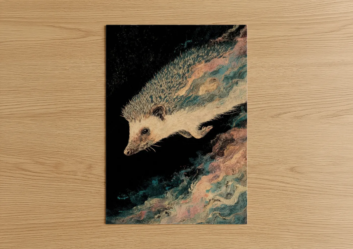 Curious Hedgehog Wildlife Illustration Wall Art