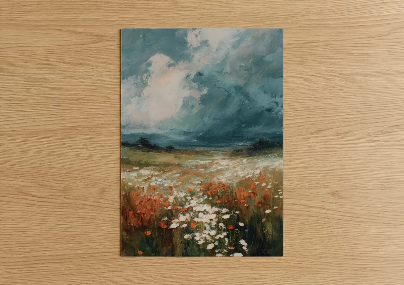 Stormy Ranunculus Field Dramatic Sky Wall Art