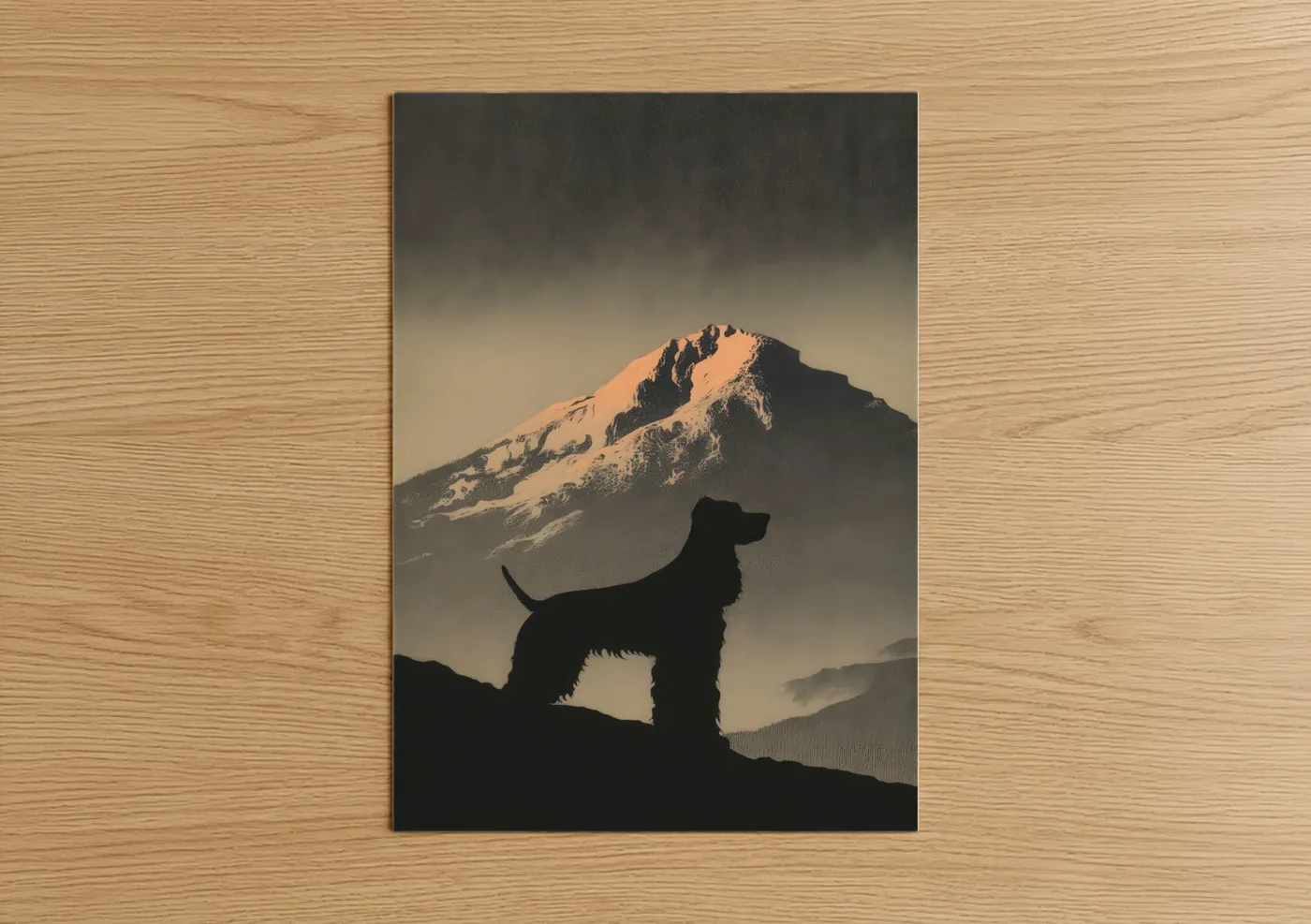Spaniel Silhouette Mountain Landscape Wall Art