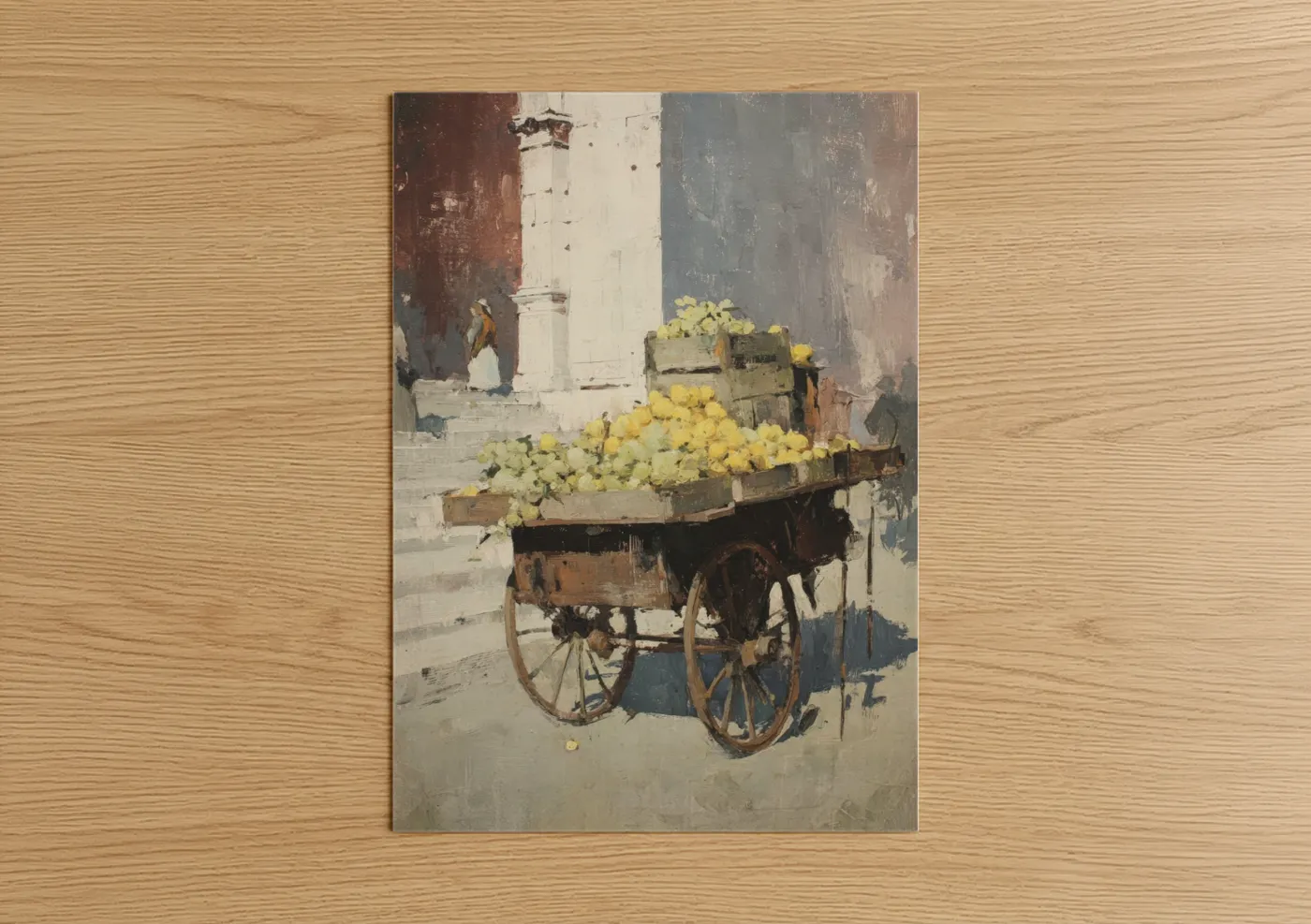 Vintage Rickshaw Yellow Flowers Wall Art