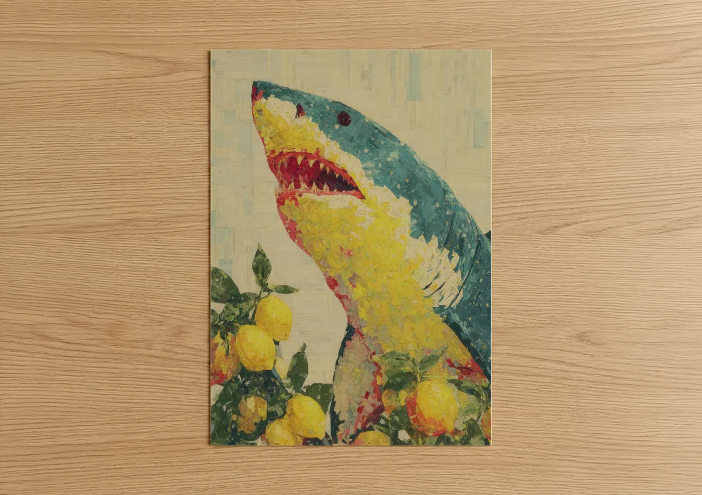 Lemon Shark With Yellow Fruit Mosaic Wall Art