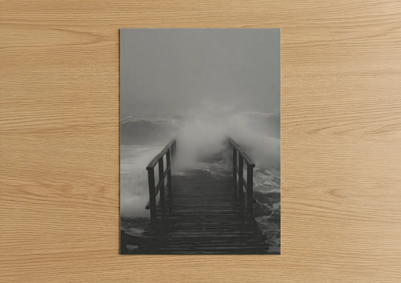 Misty Pier Gateway Black and White Wall Art