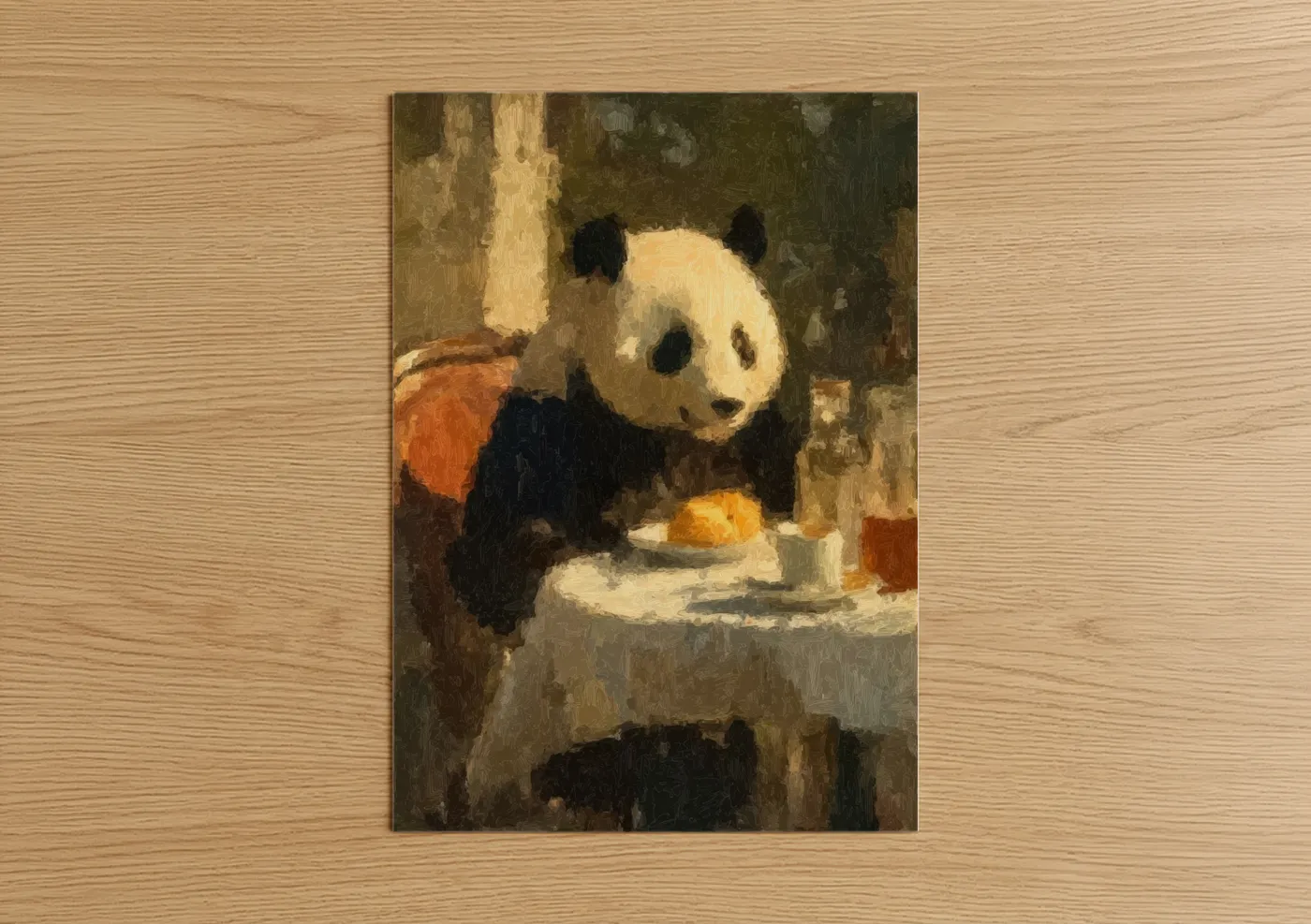 Contemplative Panda Oil Painting Wall Art