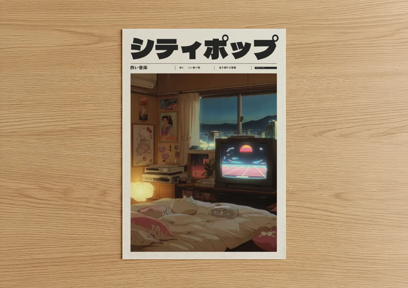 Retro Anime Neon Bedroom Aesthetic Wall Art