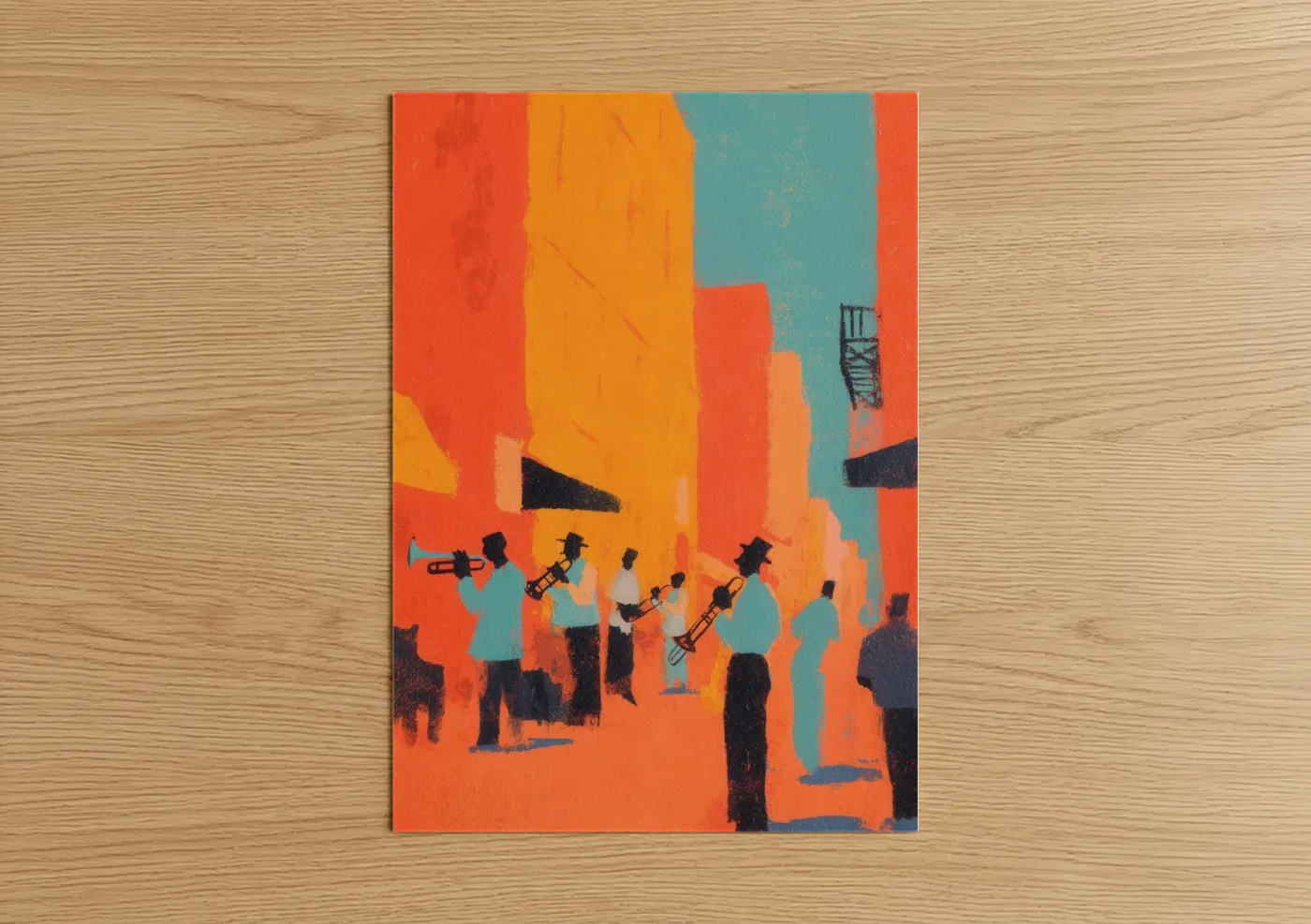 Urban Jazz Ensemble Colorful City Wall Art