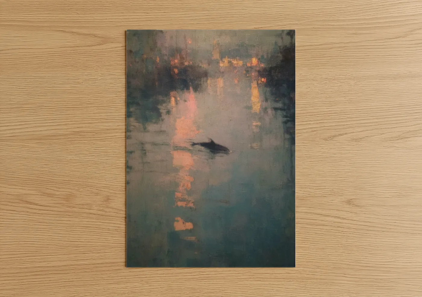 Misty Dolphins Impressionist Painting Wall Art