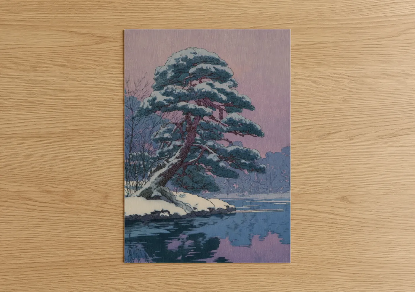 Snow-Laden Cedar Tree Winter Landscape Wall Art