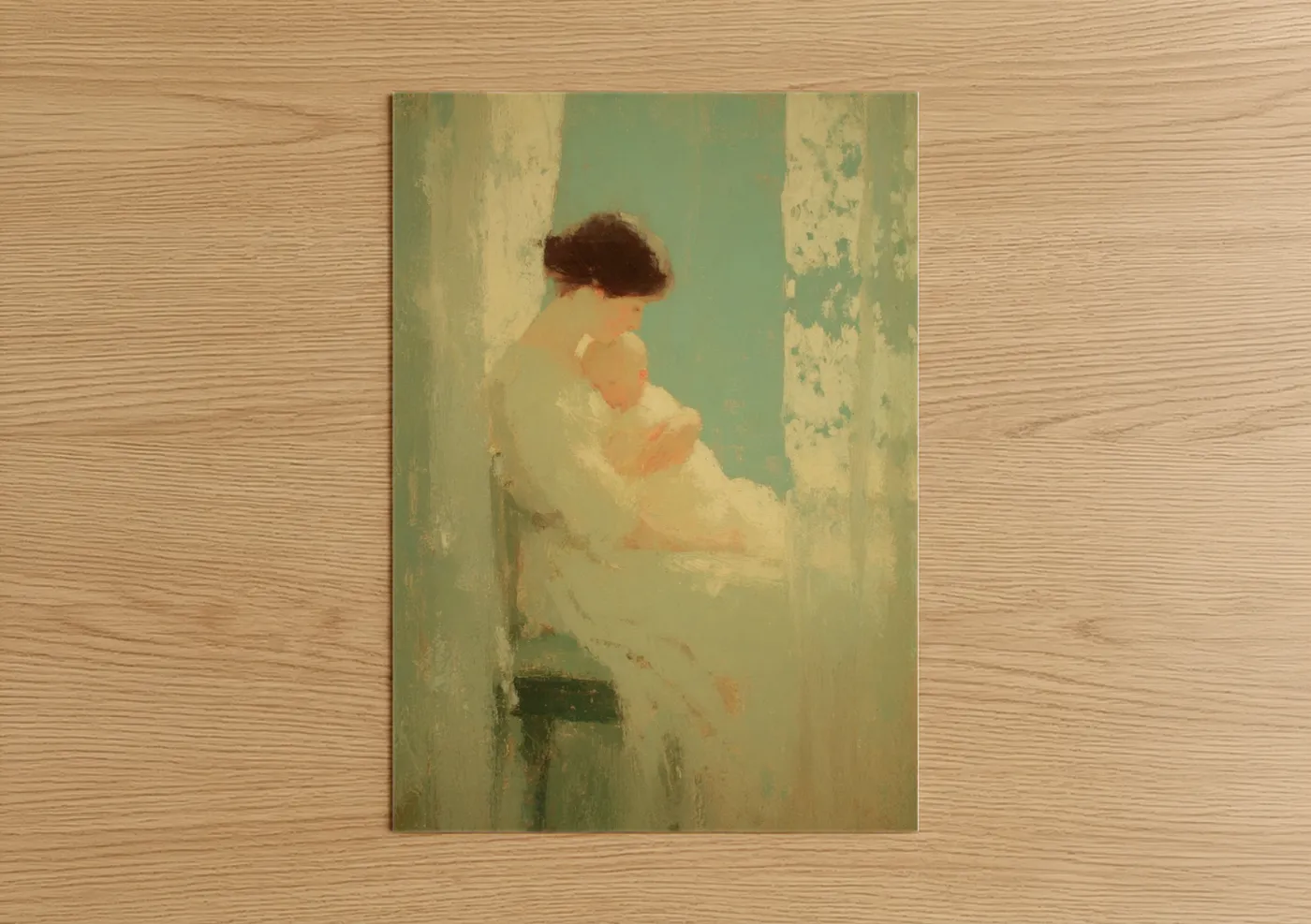 Contemplative Mother Portrait Soft Wall Art