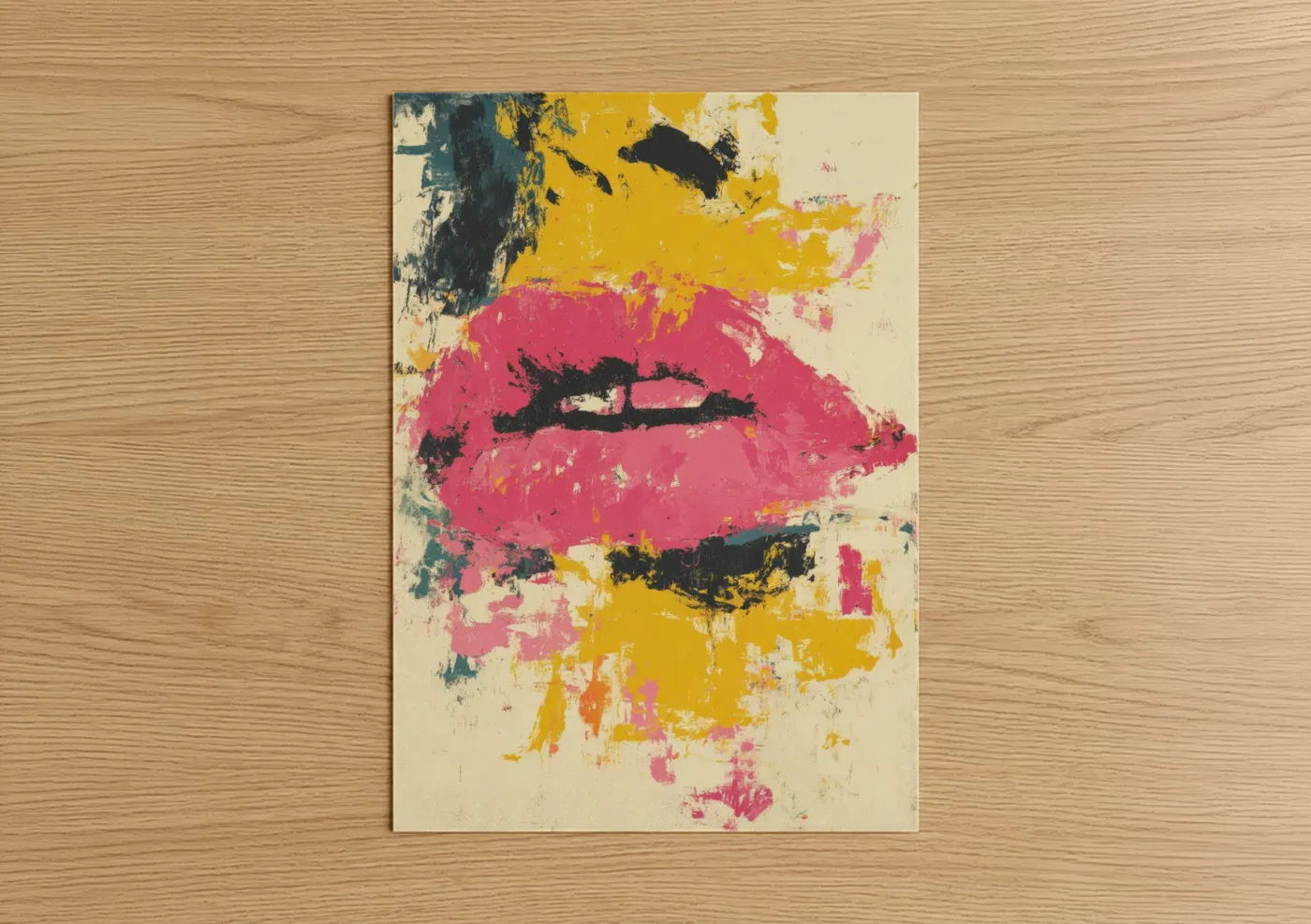 Bold Pink Lips Abstract Pop Wall Art