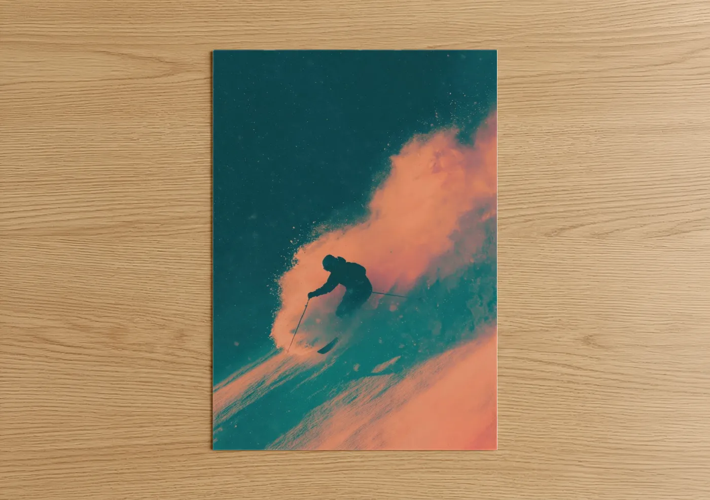 Skier in Powder Snow Winter Action Wall Art