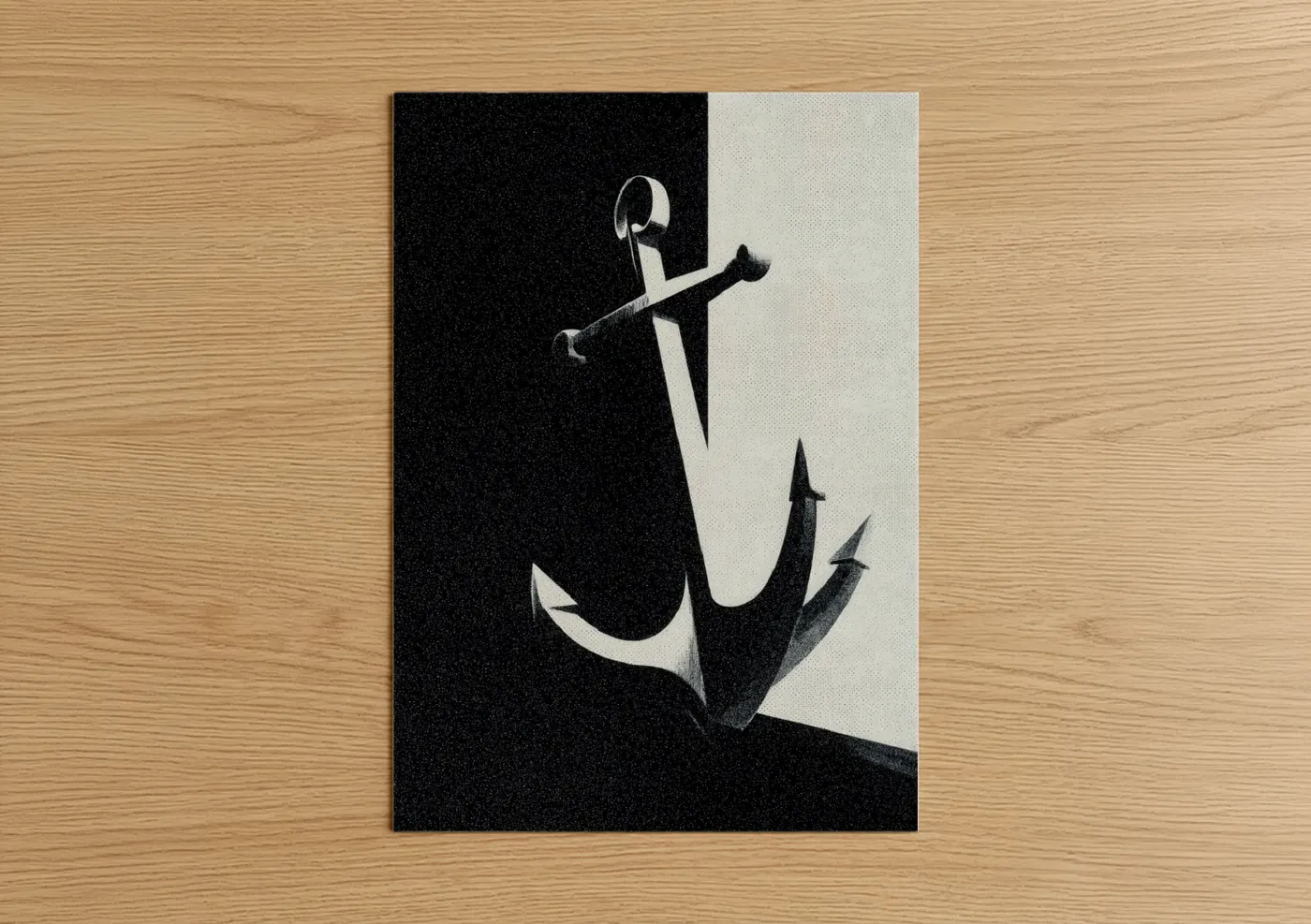 Minimalist Anchor Black and White Wall Art