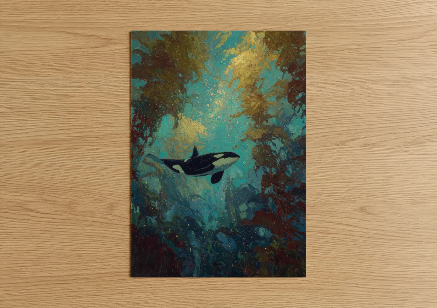 Ethereal Orca Whale Abstract Ocean Wall Art